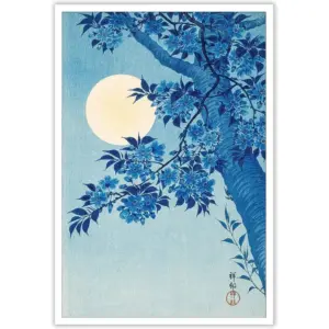 ALAYRA Japanese Japandi Traditional Blue Flower Canvas Wall Art Japanese Cherry Poster Blue Tree Posters Prints Painting Nature Aesthetic Wall Decor for Living Room Bedroom 12x16in Unframed 01