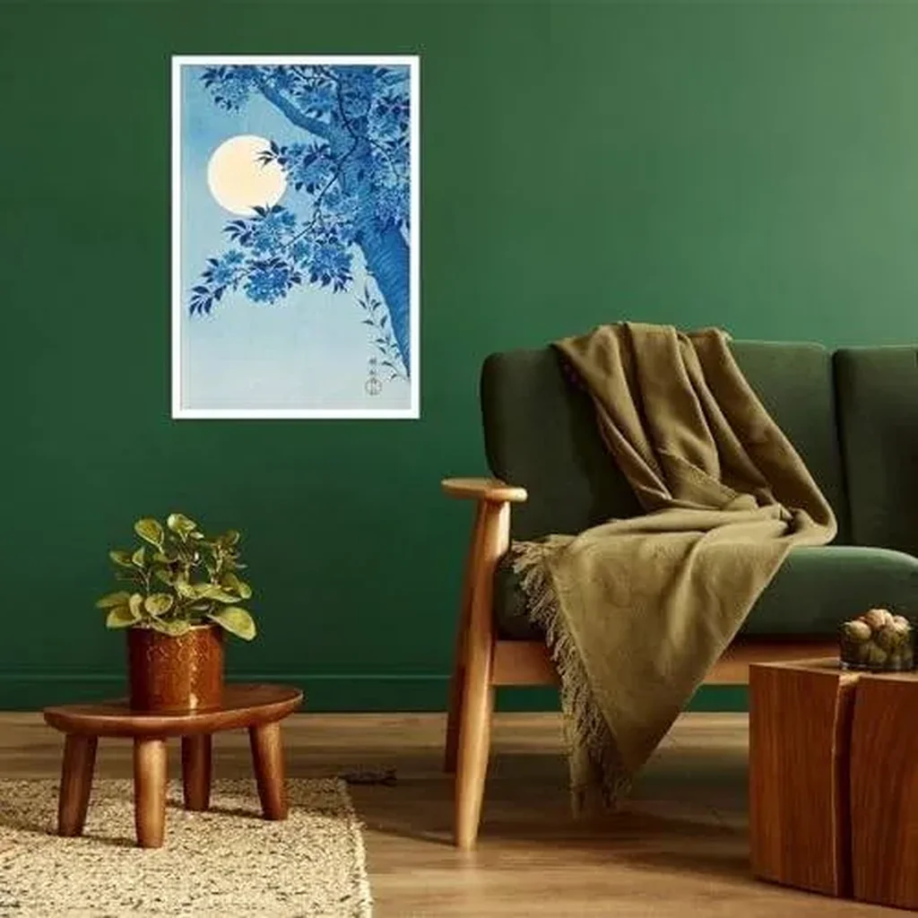 ALAYRA Japanese Japandi Traditional Blue Flower Canvas Wall Art Japanese Cherry Poster Blue Tree Posters Prints Painting Nature Aesthetic Wall Decor for Living Room Bedroom 12x16in Unframed 01 - Image 2