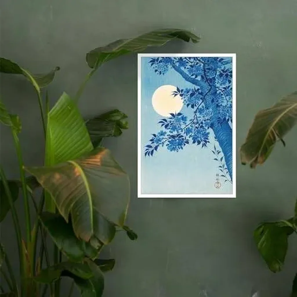 ALAYRA Japanese Japandi Traditional Blue Flower Canvas Wall Art Japanese Cherry Poster Blue Tree Posters Prints Painting Nature Aesthetic Wall Decor for Living Room Bedroom 12x16in Unframed 01 - Image 3
