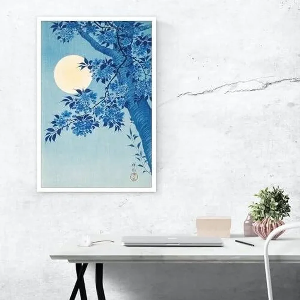 ALAYRA Japanese Japandi Traditional Blue Flower Canvas Wall Art Japanese Cherry Poster Blue Tree Posters Prints Painting Nature Aesthetic Wall Decor for Living Room Bedroom 12x16in Unframed 01 - Image 5