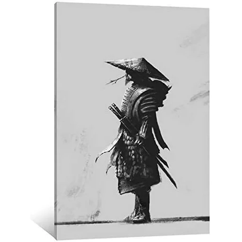 ALAYRA Japanese Samurai Warrior Wall Art Bushido Oil Paintings Ninja Martial Printed on Canvas Home Decor Pictures Unframe (16x24 inch, Samurai Warrior-2) 01