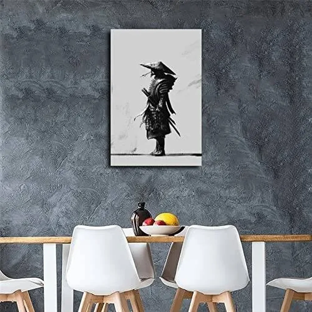 ALAYRA Japanese Samurai Warrior Wall Art Bushido Oil Paintings Ninja Martial Printed on Canvas Home Decor Pictures Unframe (16x24 inch, Samurai Warrior-2) 01 - Image 2