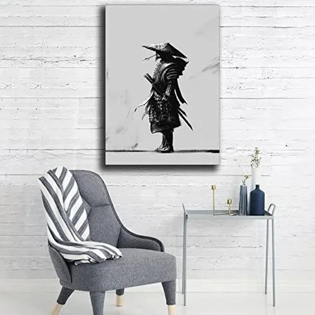 ALAYRA Japanese Samurai Warrior Wall Art Bushido Oil Paintings Ninja Martial Printed on Canvas Home Decor Pictures Unframe (16x24 inch, Samurai Warrior-2) 01 - Image 3