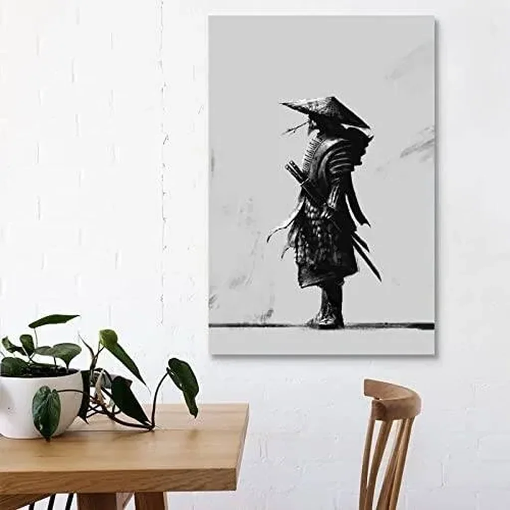 ALAYRA Japanese Samurai Warrior Wall Art Bushido Oil Paintings Ninja Martial Printed on Canvas Home Decor Pictures Unframe (16x24 inch, Samurai Warrior-2) 01 - Image 4