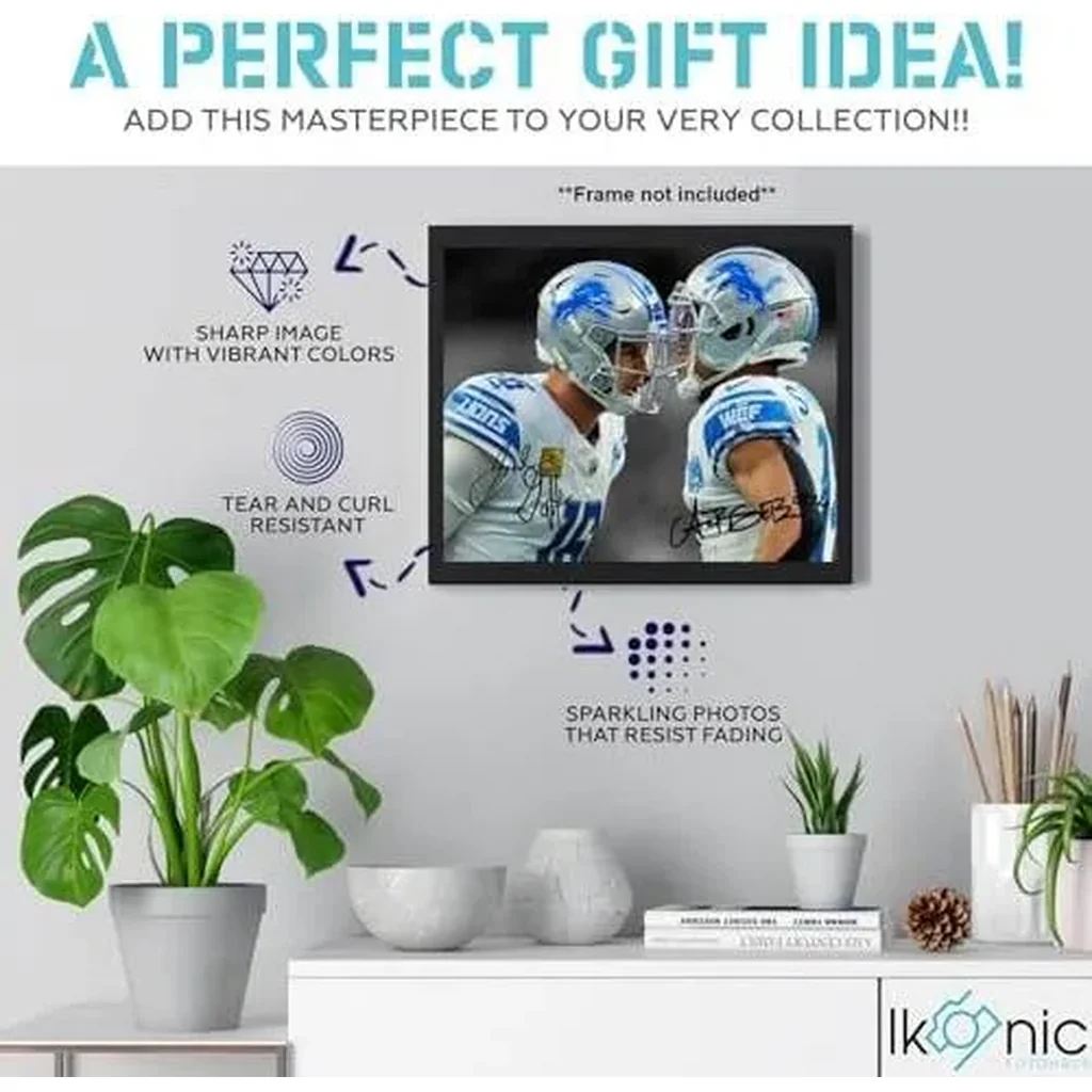 ALAYRA Jared Goff Amon-Ra St Brown Signed Photo Autograph Print Wall Art Home Decor 01 - Image 2