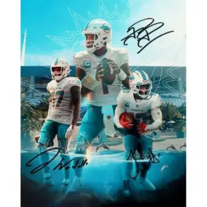 ALAYRA Jaylen Waddle Tua Tagovailoa Tyreek Hill Signed Photo Autograph Print Wall Art Home Decor 01