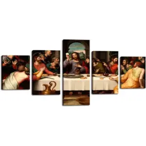 ALAYRA Jesus The Last Supper Wall Art Canvas Prints Leonardo da Vinci Classic Art Reproductions. Giclee Print& Silver Museum Quality Framed Posters Artwork for Wall Decor Living Room office (50''Wx24'