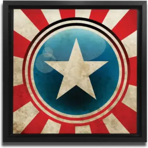 ALAYRA JP London Ready to Hang Made in North Framed 1.5in Thick Gallery Wrap Canvas Wall Art Captain America Shield Superhero Avengers 18in SQSFCNV2423 01