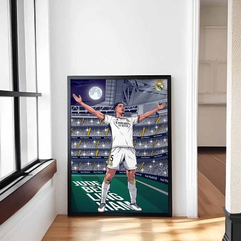 ALAYRA Jude Bellingham Framed Poster For Gifting/For Room Decor/For Football Fans (A3, BLACK) 01