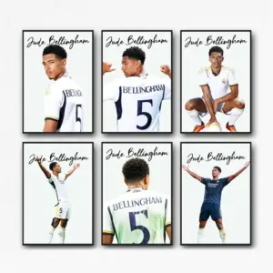 ALAYRA Jude Bellingham Posters Paper Prints For Boys Bedroom Football Wall Art Bellingham Sports Posters Set Of 6, Unframe 8x12inch(20x30cm) 01
