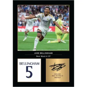 ALAYRA Jude Bellingham Signed A4 Printed Photo Picture Display Gift For Real Madrid Fans Digitally Reproduced Signature Unframed 01