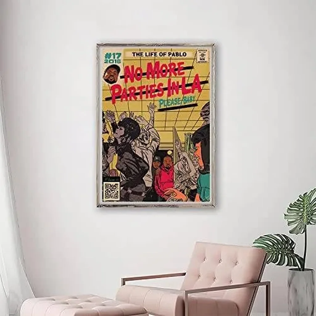 ALAYRA Kanye West & Kendrick Lamar Poster No More Parties in LA Music Album Posters Aesthetics Room HD Print Canvas Wall Art Home Decor 16x24 inch Unframed 01 - Image 3