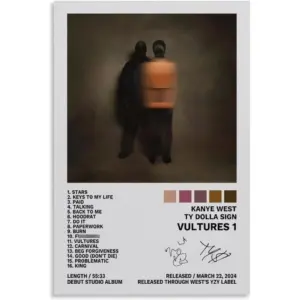 ALAYRA Kanye West & Ty Dolla Sign Poster Vultures 1 Album Cover Posters And Bedroom Decor Posters For Room Aesthetic 16x24inch(40x60cm), Unframe-style-4 01