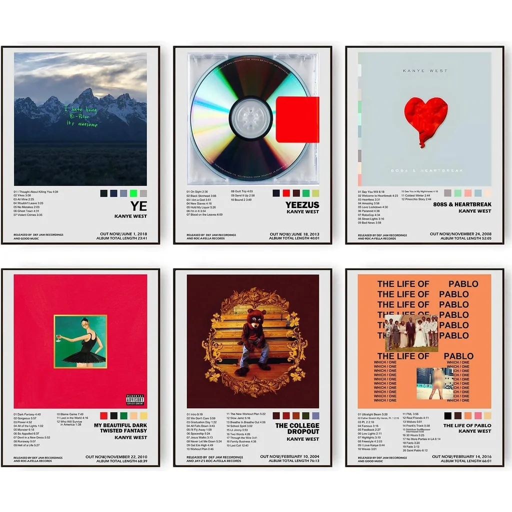 ALAYRA Kanye West Posters Art Prints Music Album Cover Poster Prints Room Aesthetic Canvas Wall Art Prints for Girl and Boy Teens Dorm Bedroom Room Wall Decor (8"x10" UNFRAMED) 01