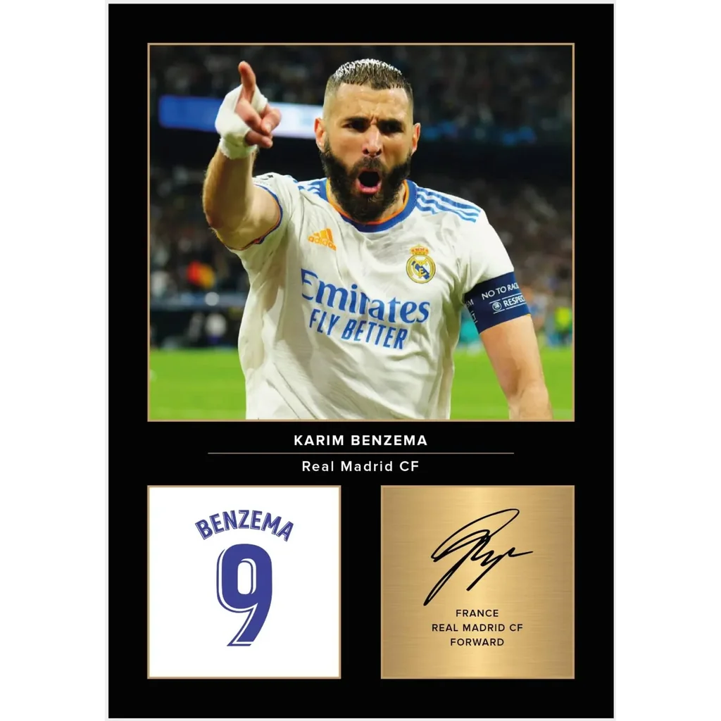 ALAYRA Karim Benzema Signed A4 Printed Photo Picture Display Gift For Real Madrid Fans Digitally Reproduced Signature Unframed 01