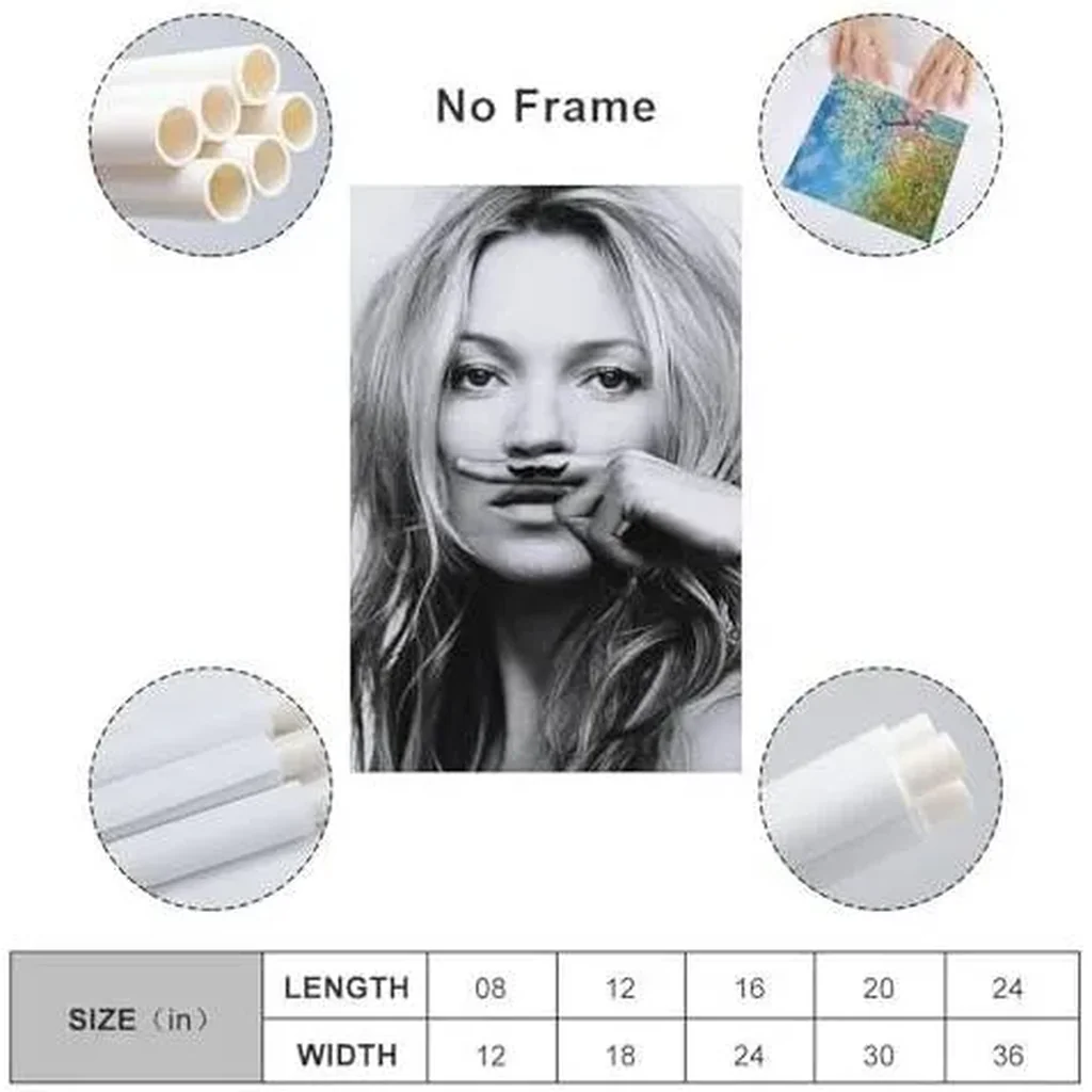 ALAYRA Kate Moss Black And White Photo Poster Wall Art Paintings Canvas Wall Decor Home Decor Living Room Decor Aesthetic Prints 12x18inch(30x45cm) Unframe-style 01 - Image 2