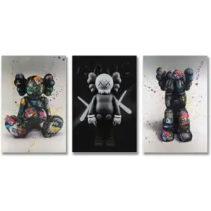 ALAYRA Kawss Poster Set of 3 Trends Graffiti Aesthetic Poster Canvas 90s Wall Art Room Aesthetic Posters Unframed 12x18inch(30x45cm)-3pcs 01