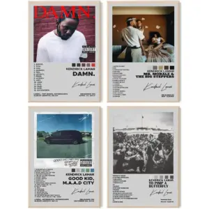 ALAYRA Kendrick Lamar Album Cover Signed Limited Poster Set, 4 Unframed 8x10 inch Acrylic Satin Finish Posters for Teen Unisex Bedroom and Living Room Interior Decoration 01