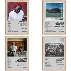ALAYRA Kendrick Lamar Canvas Poster Set of 4, Hip-Hop Music Album Cover Art, Signed Limited Edition, Unframed, 8x12 inch, Suitable for Living Room, Bathroom, Office, Dorm, Classroom 01