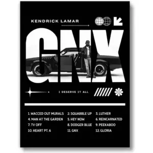 ALAYRA Kendrick Lamar GNX Poster (UNFRAMED 12 x 16) Black and White Rapper Hip Hop Wall Art Teen Boy Room Girl Room Wall Art Prints Bedroom Dorm - GNX 01