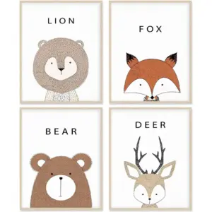 ALAYRA Kids Wall Decor Posters, 8x10 Canvas Prints Poster Unframed Set of 4, Nursery Decor Wall Art for Bedroom 01