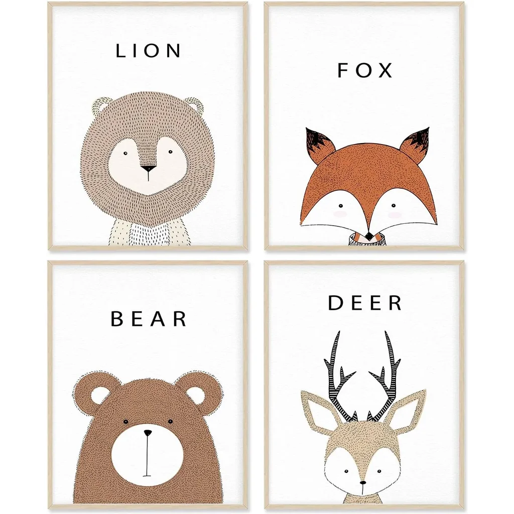 ALAYRA Kids Wall Decor Posters, 8x10 Canvas Prints Poster Unframed Set of 4, Nursery Decor Wall Art for Bedroom 01