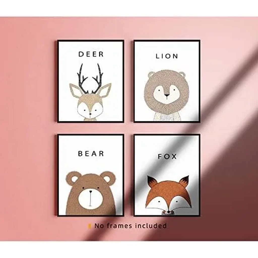 ALAYRA Kids Wall Decor Posters, 8x10 Canvas Prints Poster Unframed Set of 4, Nursery Decor Wall Art for Bedroom 01 - Image 4