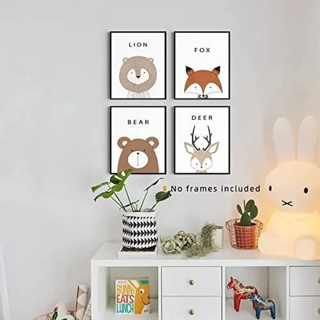 ALAYRA Kids Wall Decor Posters, 8x10 Canvas Prints Poster Unframed Set of 4, Nursery Decor Wall Art for Bedroom 01 - Image 5