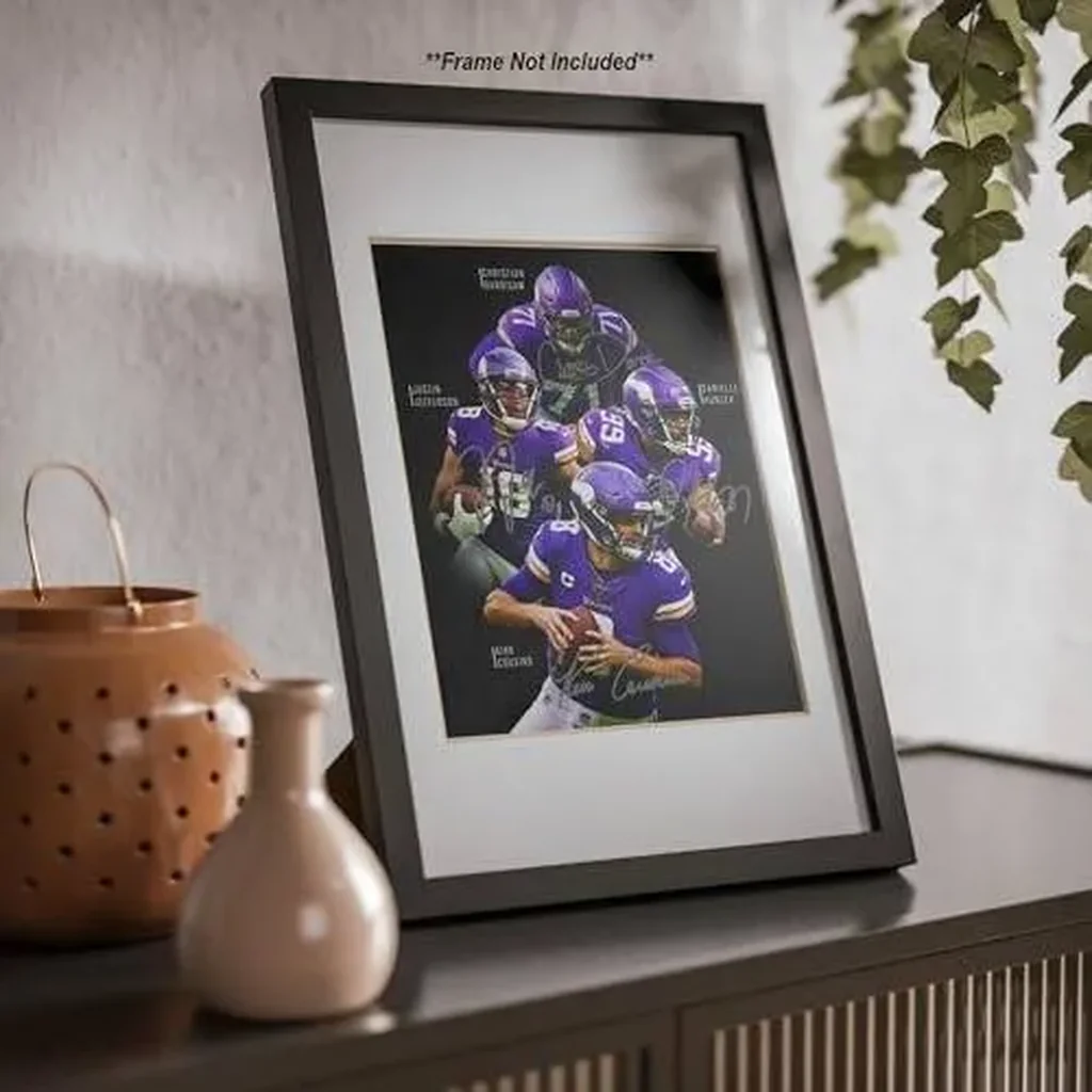 ALAYRA Kirk Cousins Justin Jefferson Danielle Hunter Darrisaw Signed Photo Autograph Print Wall Art Home Decor 01 - Image 4