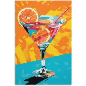 ALAYRA Kitchen Canvas Wall Art Fork Poster for Dining Room Vintage Funky Pictures Aesthetic Farmhouse Rustic Paintings Bar Home Dcor Unframe 16x24inch (Cocktail) 01