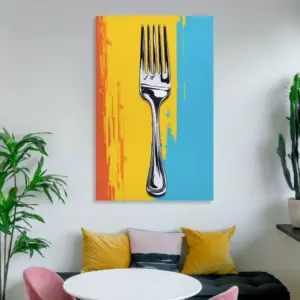 ALAYRA Kitchen Canvas Wall Art Fork Poster for Dining Room Vintage Funky Pictures Aesthetic Farmhouse Rustic Paintings Bar Home Dcor Unframe 16x24inch (Fork) 01
