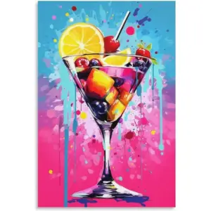 ALAYRA Kitchen Canvas Wall Art Fork Poster for Dining Room Vintage Funky Pictures Aesthetic Farmhouse Rustic Paintings Bar Home Dcor Unframe 16x24inch (Glass/Fruit) 01