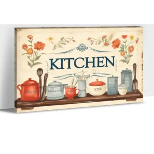 ALAYRA Kitchen Wall Art - Kitchen Pictures Wall Decor, Dining Room Wall Art, Kitchen Signs Decor Wall for Farmhouse, Vintage Farmhouse Canvas Wall Art Framed Ready To Hang 12x18'' 01