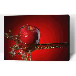 ALAYRA Kitchen Wall Decor Canvas Art, Red Apple Fruit Canvas Print for Dining Room Decor, Contemporary Fruit Picture Kitchen Framed Painting for Restaurant Decor-Ready to Hang (18x24 Inches) 01