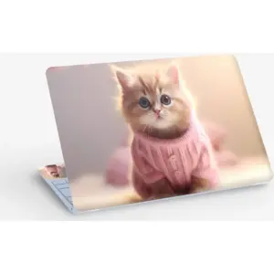 ALAYRA Kitten Cat Sweater Animal, Laptop Skin Sticker Decal, 13.3 14 15 15.4 15.6 Inch Laptop Universal Vinyl Skin Sticker Cover, Dustproof, Waterproof, Decal Protector With Free 2 Wrist Pads 01