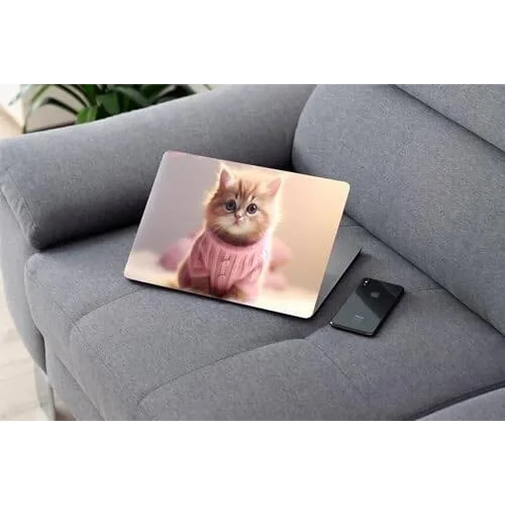 ALAYRA Kitten Cat Sweater Animal, Laptop Skin Sticker Decal, 13.3 14 15 15.4 15.6 Inch Laptop Universal Vinyl Skin Sticker Cover, Dustproof, Waterproof, Decal Protector With Free 2 Wrist Pads 01 - Image 2