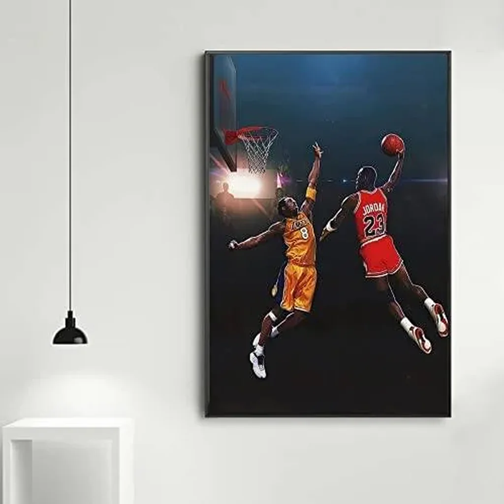 ALAYRA Kobe Bryant Canvas Wall Art Painting Pictures, Basketball Dunk Posters Sports Posters Artwork Home Decor for Basketball Fan Memorabilia Gifts Unframed (16x24inch/40x60cm, kobe and MJ) 01 - Image 4