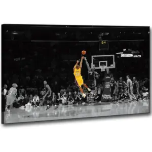 ALAYRA Kobe Bryant Canvas Wall Art Posters Framed Painting Print Wall Decor Mamba Mentality Artwork Home Decor for Living Room Bedroom Ready to Hang (12x18(30x45cm), Frame, k-2) 01