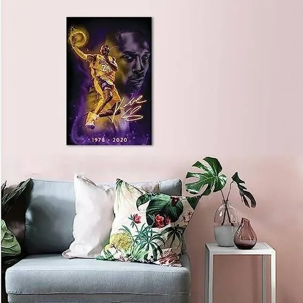 ALAYRA Kobe Bryant Inspirational Poster Canvas Wall Art, Basketball Star Player Sports Painting Decor, Motivational Artwork Room Aesthetic for Home Office Gym Dormitory Wall Decor, Unframed 16" x 24" - Image 2