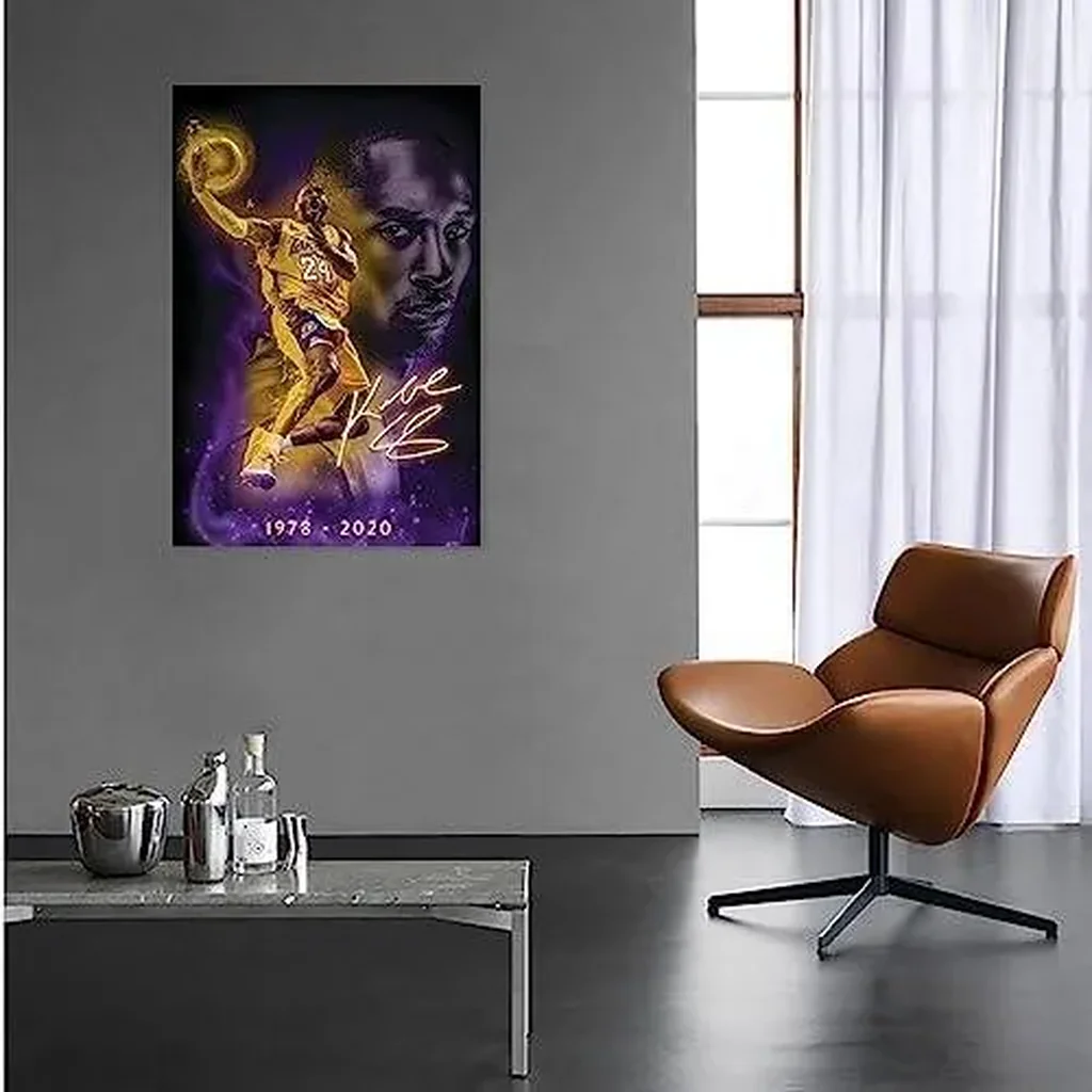 ALAYRA Kobe Bryant Inspirational Poster Canvas Wall Art, Basketball Star Player Sports Painting Decor, Motivational Artwork Room Aesthetic for Home Office Gym Dormitory Wall Decor, Unframed 16" x 24" - Image 3