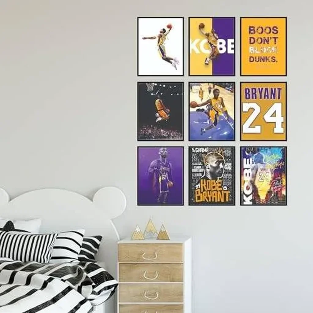 ALAYRA Kobe Bryant Poster - Kobe Poster, Bryant Wall Art For Bedroom, Lakers Basketball Art For Boys Room Decor, Sports Gifts, Legendary Basketball Player Wall Decor - Unframed Set Of 9 (8x10) 01 - Image 2