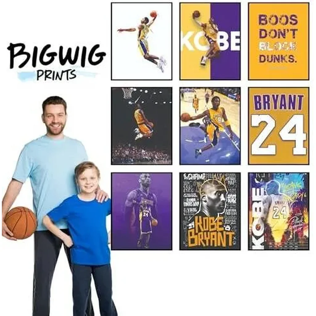 ALAYRA Kobe Bryant Poster - Kobe Poster, Bryant Wall Art For Bedroom, Lakers Basketball Art For Boys Room Decor, Sports Gifts, Legendary Basketball Player Wall Decor - Unframed Set Of 9 (8x10) 01 - Image 3