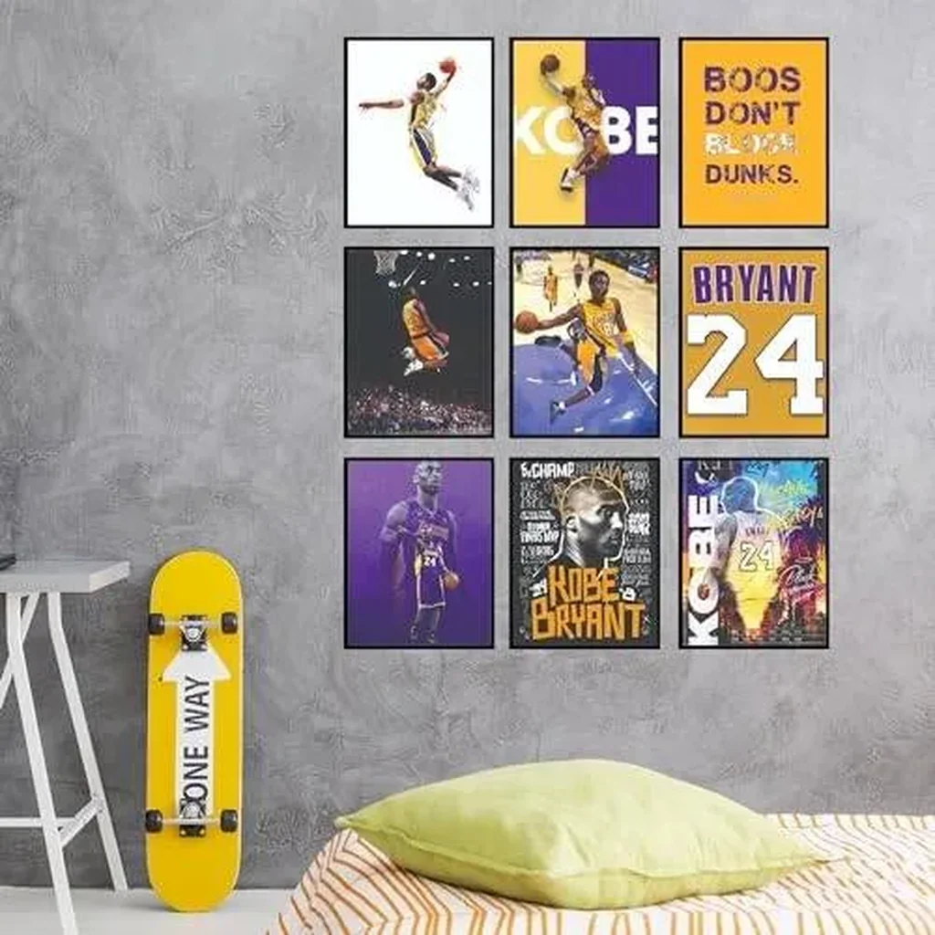 ALAYRA Kobe Bryant Poster - Kobe Poster, Bryant Wall Art For Bedroom, Lakers Basketball Art For Boys Room Decor, Sports Gifts, Legendary Basketball Player Wall Decor - Unframed Set Of 9 (8x10) 01 - Image 5