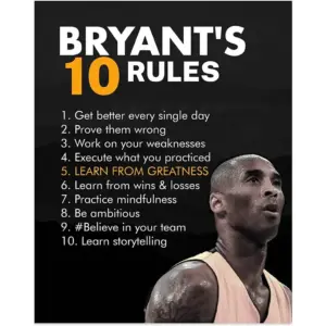 ALAYRA Kobe Bryant Rules, Kobe Bryant Canvas Wall Art, Motivational Basketball Posters, Basketball Player Posters, LA Lakers Decorations for Boys Room Unframed(18x24inches/45x60cm) 01