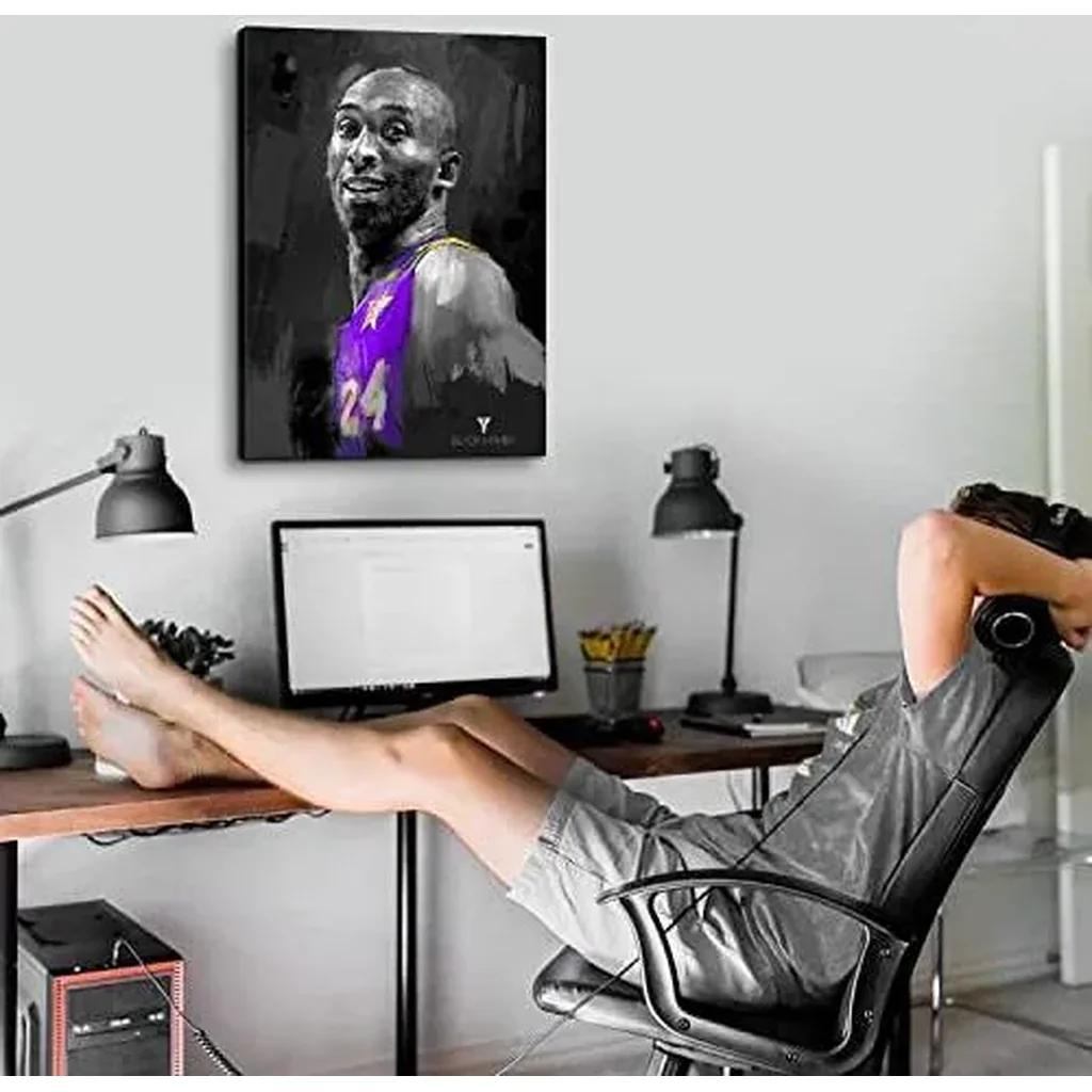 ALAYRA Kobe Canvas Wall Art, Mamba Mentality Wall Decor, NBA Basketball Poster Boys Bedroom Decoration, Black and Purple Sports Picture for Home Office Living Room Artwork 16x24" Framed Ready to Hang - Image 4