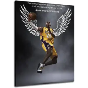 ALAYRA Kobe Poster Canvas Wall Art Print Mamba Mentality Inspirational Basketball Player Sports Home Decor Motivational Artwork For Home, Office, Gym 16X24Inch - No Framed 02