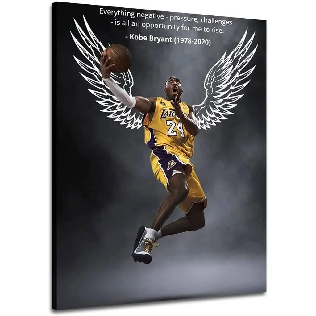 ALAYRA Kobe Poster Canvas Wall Art Print Mamba Mentality Inspirational Basketball Player Sports Home Decor Motivational Artwork For Home, Office, Gym 16X24Inch - No Framed 02