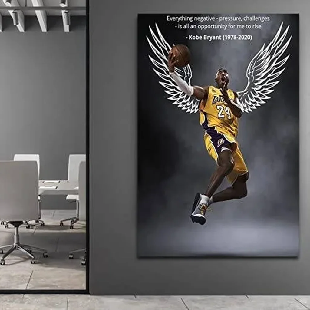 ALAYRA Kobe Poster Canvas Wall Art Print Mamba Mentality Inspirational Basketball Player Sports Home Decor Motivational Artwork For Home, Office, Gym 16X24Inch - No Framed 02 - Image 3