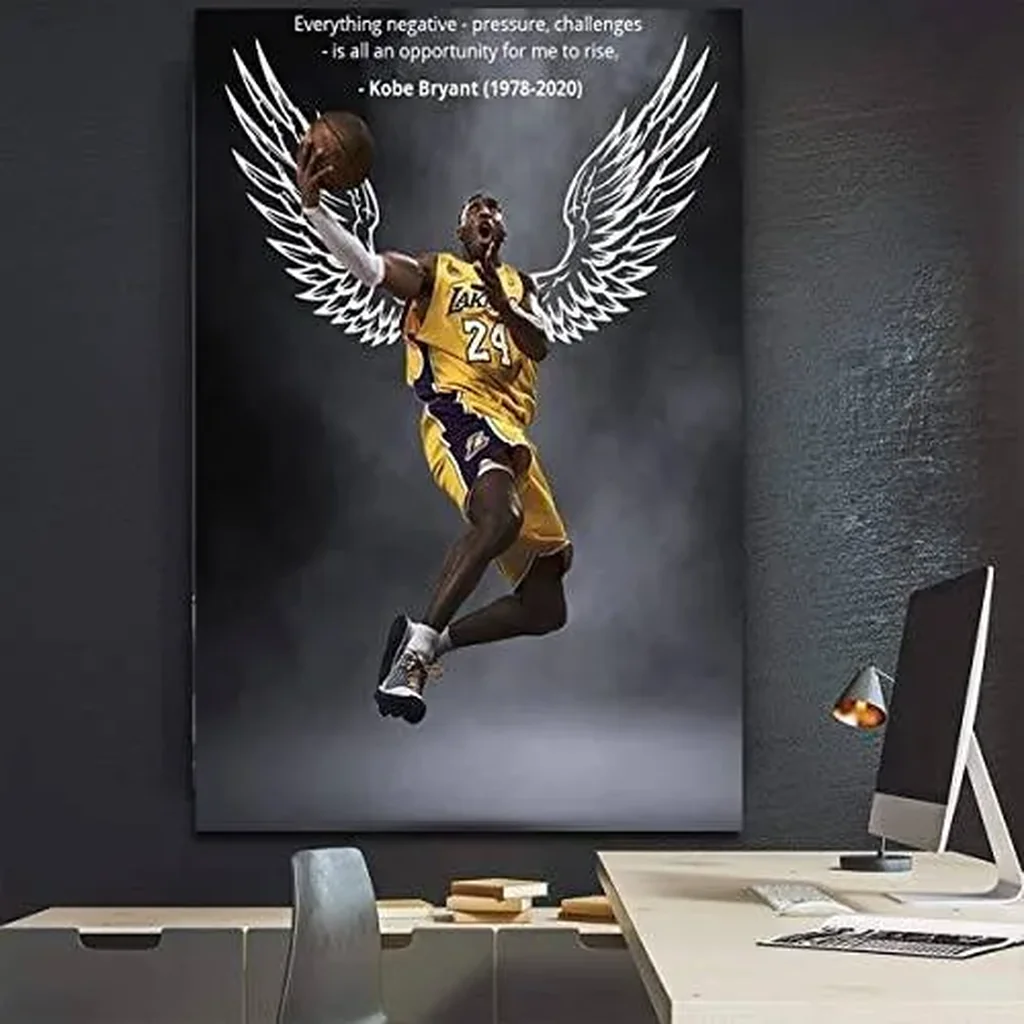 ALAYRA Kobe Poster Canvas Wall Art Print Mamba Mentality Inspirational Basketball Player Sports Home Decor Motivational Artwork For Home, Office, Gym 16X24Inch - No Framed 02 - Image 4