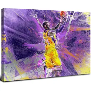 ALAYRA Kobe Poster Wall Art Inspirational Basketball Player Wall Decor Modern Abstract Purple and Yellow Graffiti Sport Canvas Picture Painting Artwork for Boys Bedroom Living Room Home Decoration 12x